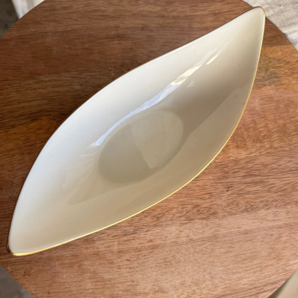 VTG Lenox Olympia Gold Nut Dish Mid Century Crescent Serving Candy Dish Catchall
